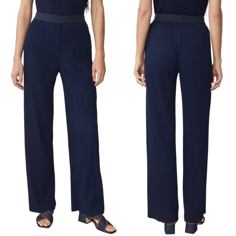 J. McLaughlin Navy Pleated Piazza Pants Pull On Size Medium